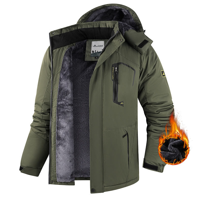 Veste d'hiver doublée polaire pour homme - Vert armée - 6XL - image 9