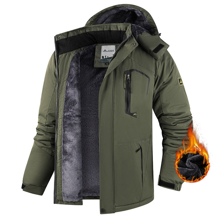 Veste d'hiver doublée polaire pour homme - Vert armée - 6XL - image 9