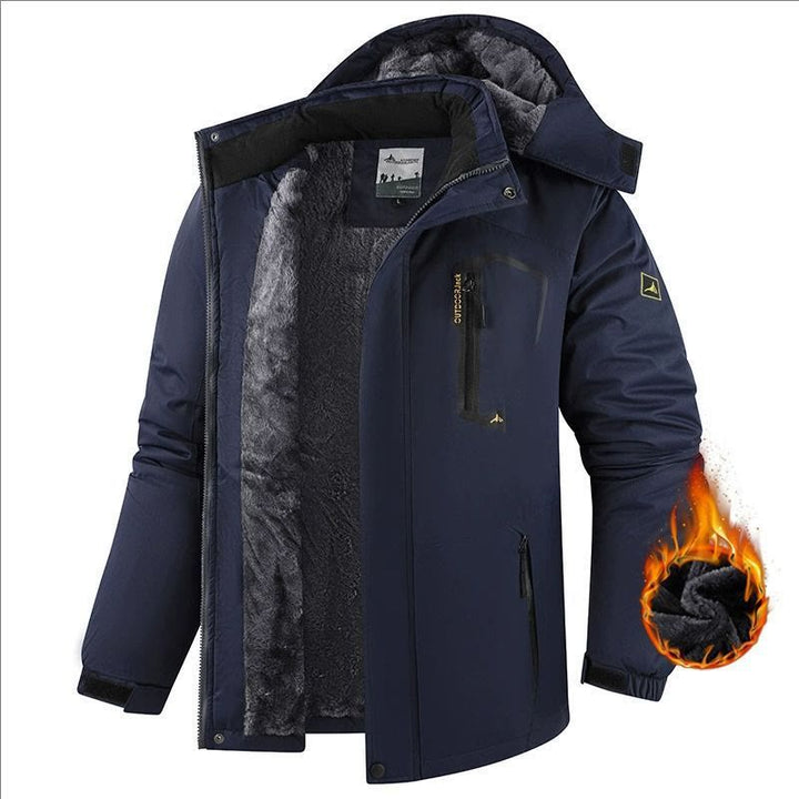Veste d'hiver doublée polaire pour homme - Bleu foncé - 6XL - image 8