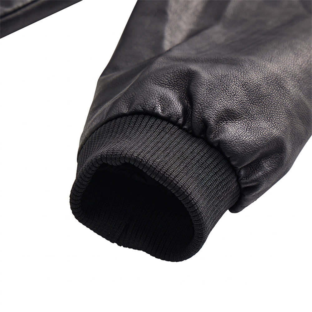 Manteau de motard robuste à capuche en cuir PU pour hommes - image 4