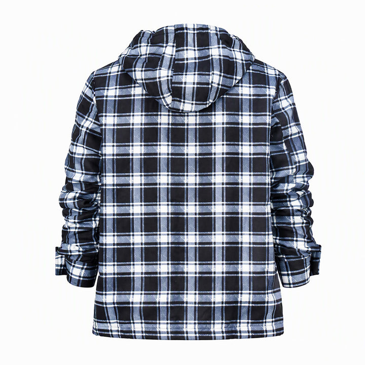 Veste chemise à capuche doublée polaire à carreaux pour homme - image 14