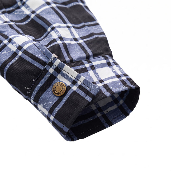 Veste chemise à capuche doublée polaire à carreaux pour homme - image 13
