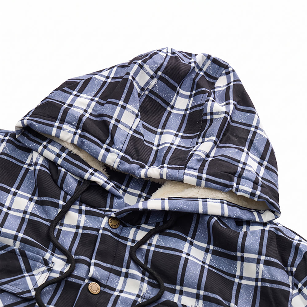Veste chemise à capuche doublée polaire à carreaux pour homme - image 9