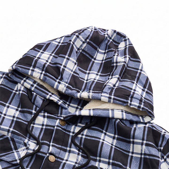 Veste chemise à capuche doublée polaire à carreaux pour homme - image 9