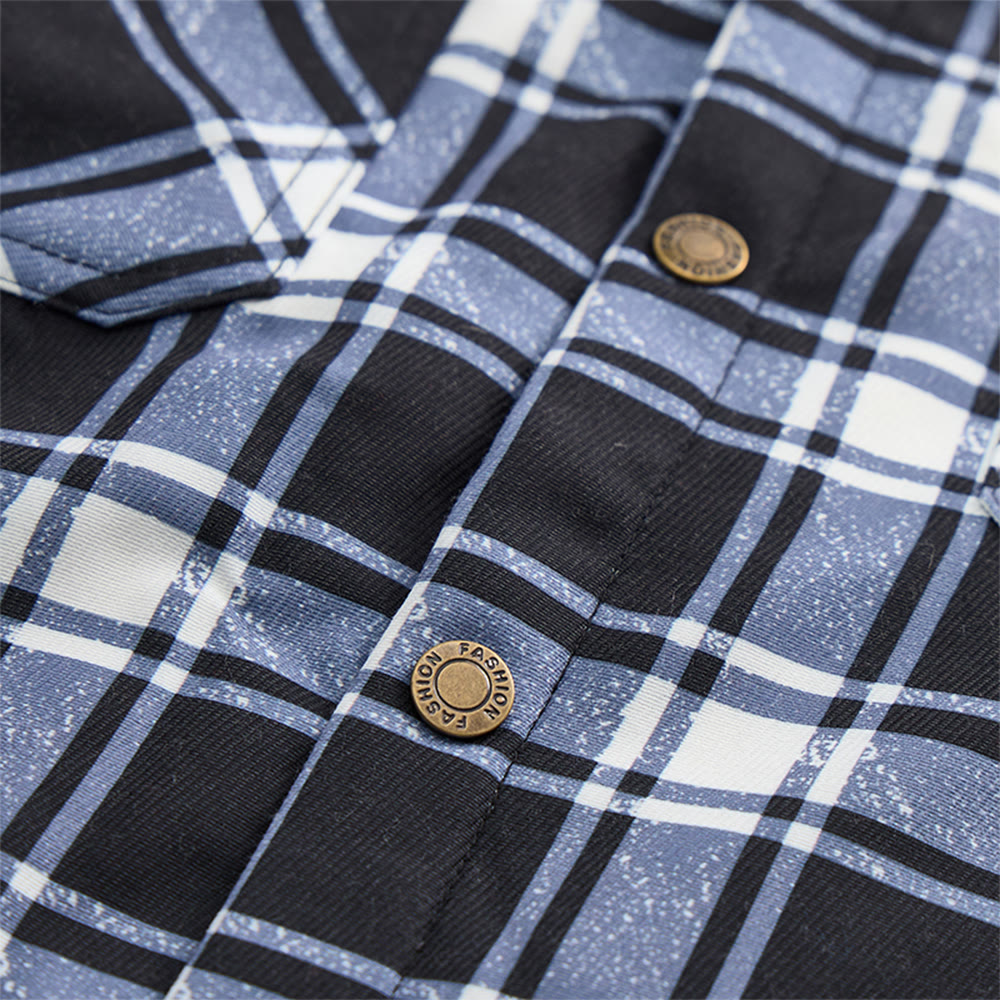Veste chemise à capuche doublée polaire à carreaux pour homme - image 11