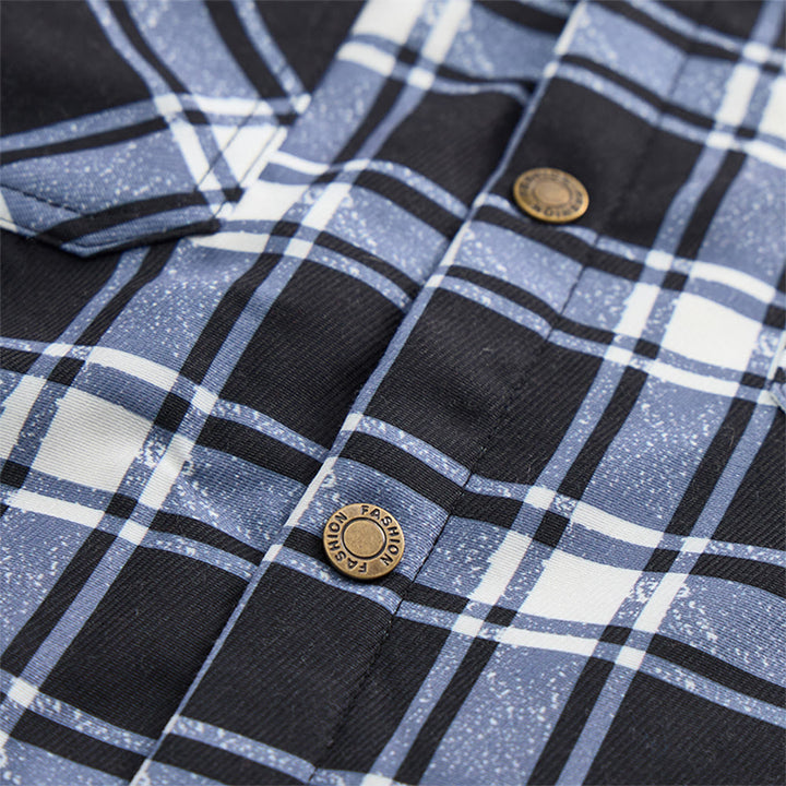 Veste chemise à capuche doublée polaire à carreaux pour homme - image 11