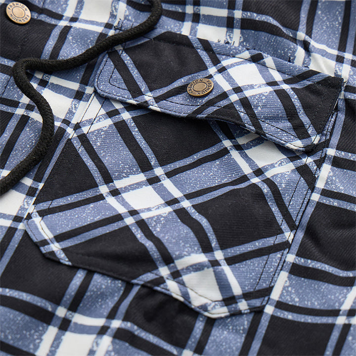 Veste chemise à capuche doublée polaire à carreaux pour homme - image 12
