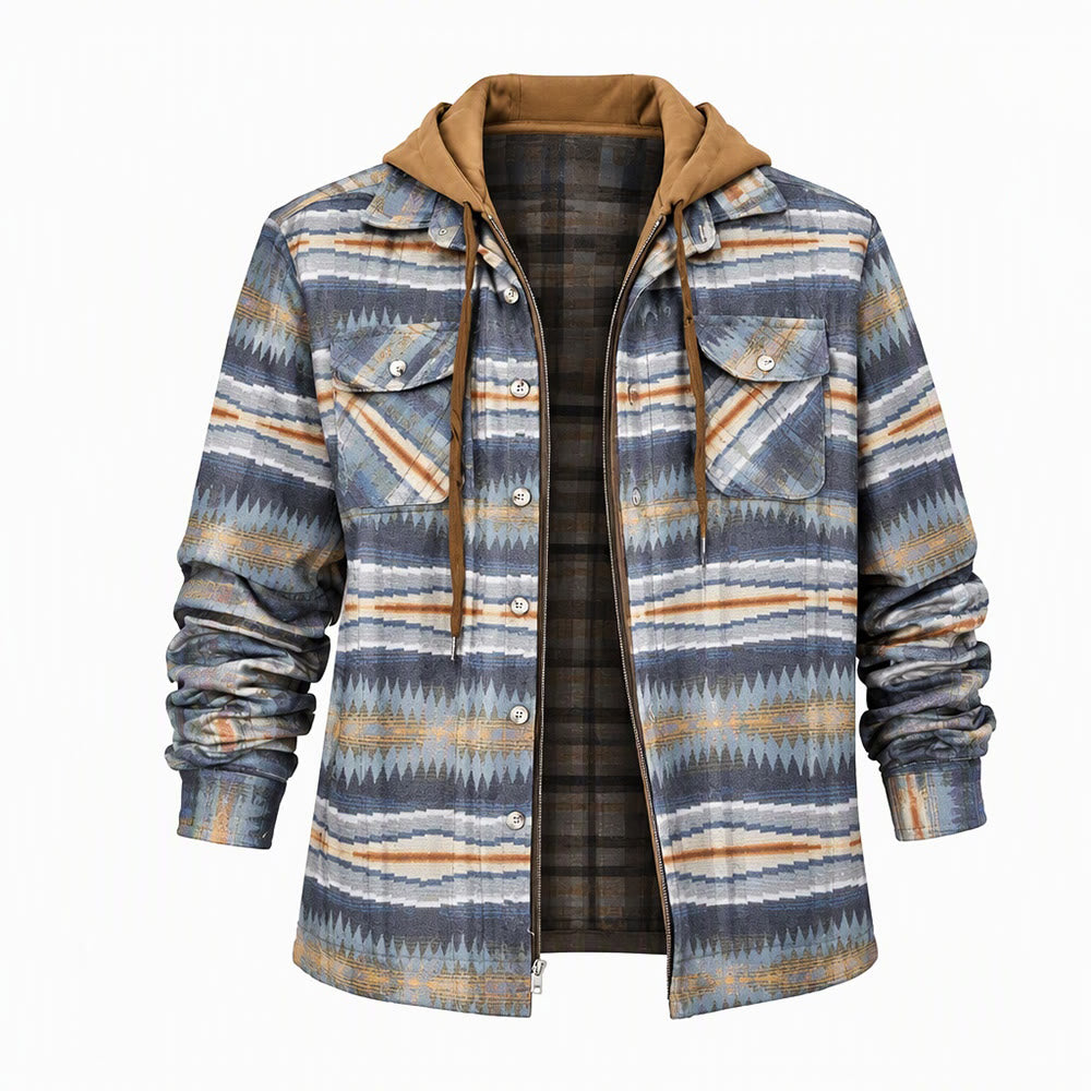 Veste-chemise matelassée à carreaux avec capuche pour homme - Style n° 7 - 4XL - image 8