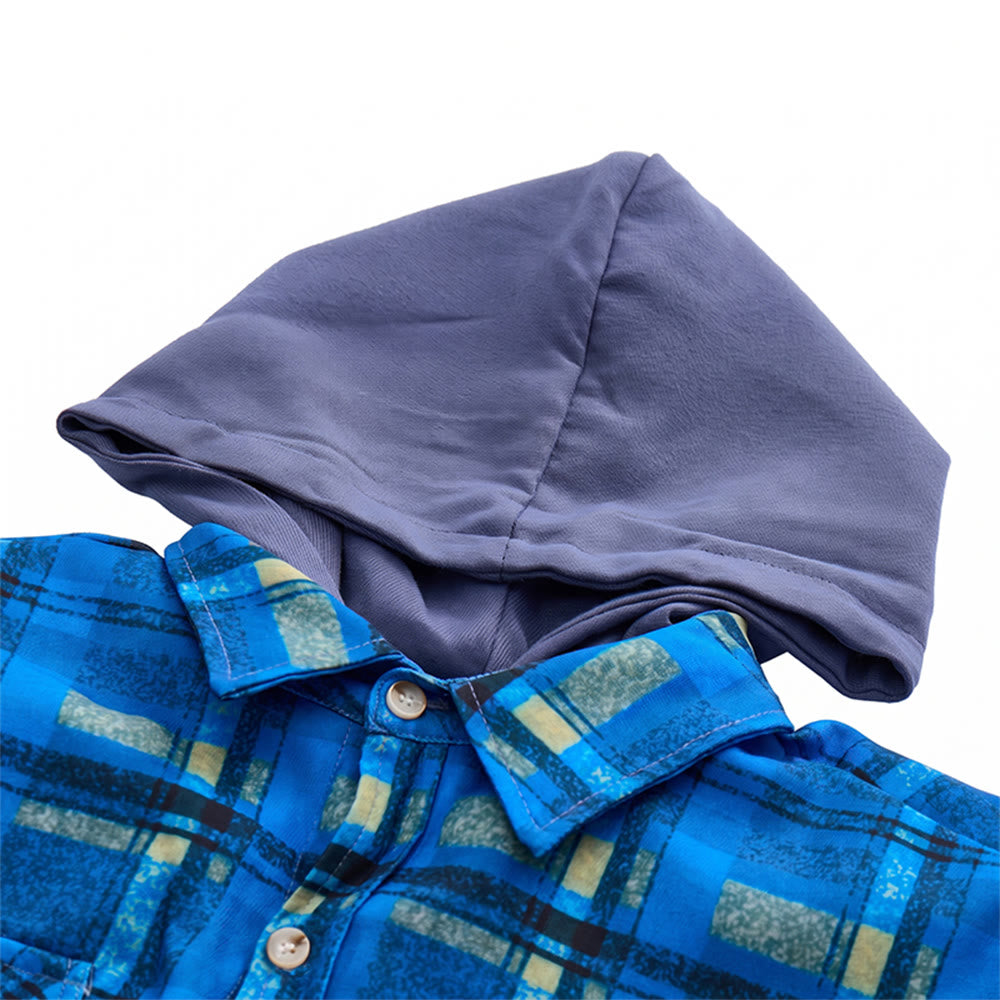 Veste-chemise matelassée à carreaux avec capuche pour homme - image 22