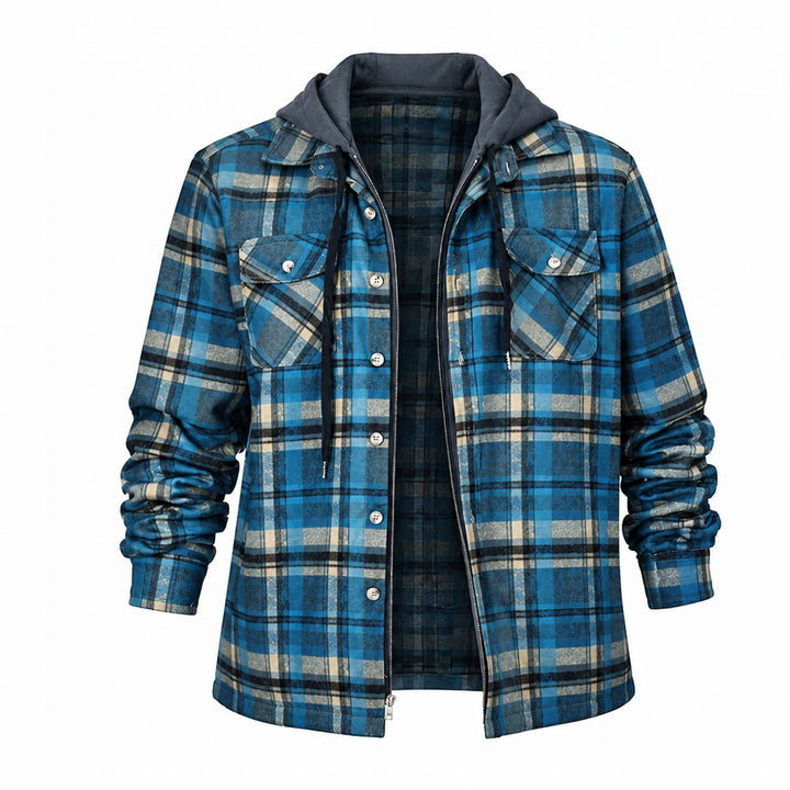 Veste-chemise matelassée à carreaux avec capuche pour homme - image 14