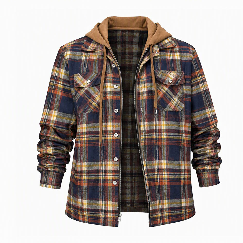 Veste-chemise matelassée à carreaux avec capuche pour homme - Style n° 10 - 4XL - image 10