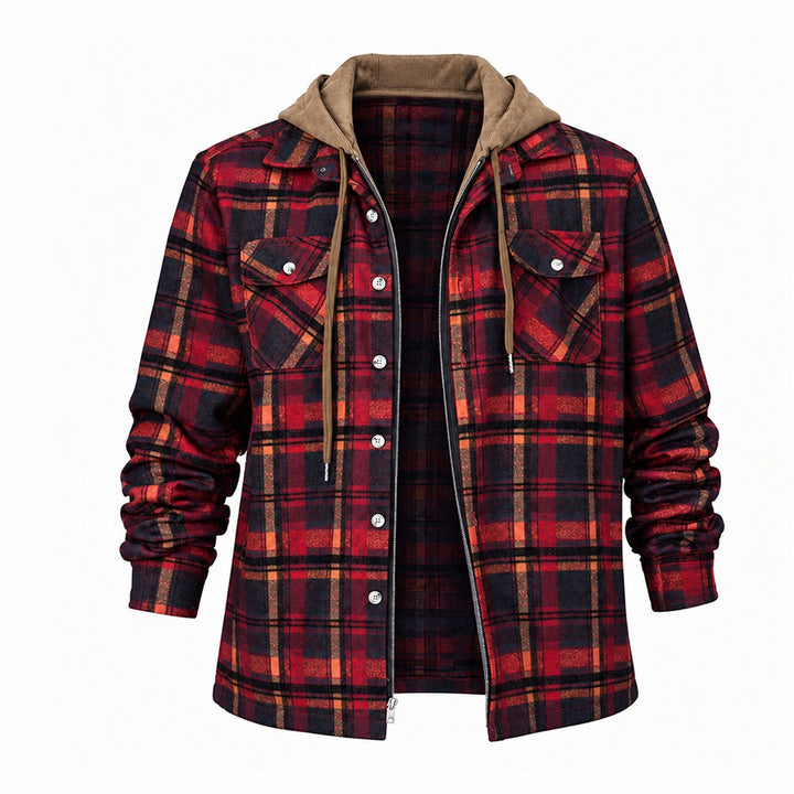 Veste-chemise matelassée à carreaux avec capuche pour homme - Style n° 8 - 4XL - image 13