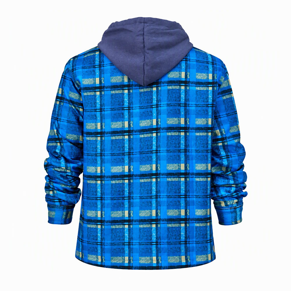 Veste-chemise matelassée à carreaux avec capuche pour homme - image 26