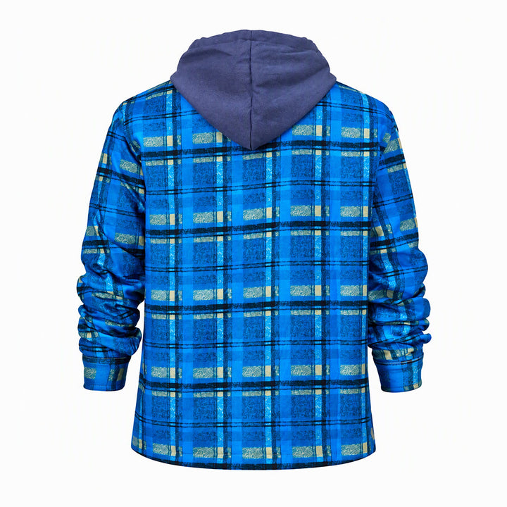 Veste-chemise matelassée à carreaux avec capuche pour homme - image 26