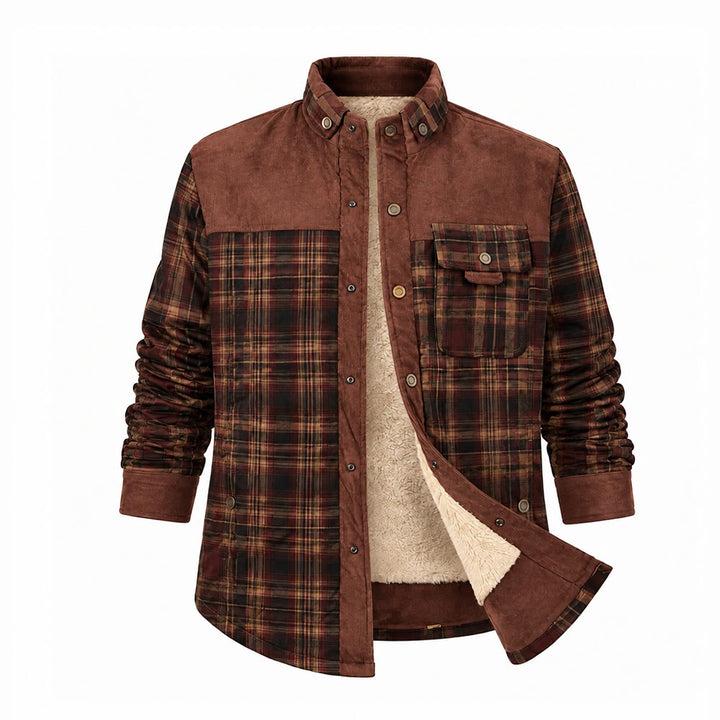 Surchemise polaire boutonnée vintage pour homme - Café - 3XL - image 2