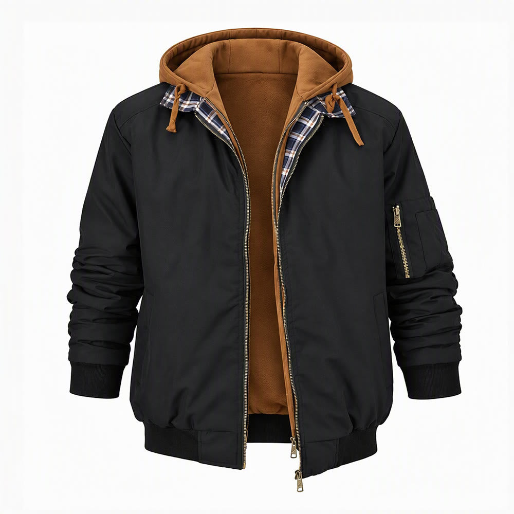 Manteau matelassé décontracté à blocs de couleur pour hommes - Noir - 3XL - image 1