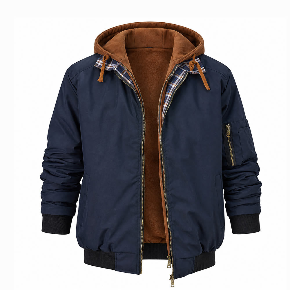 Manteau matelassé décontracté à blocs de couleur pour hommes - Bleu marine - 3XL - image 2