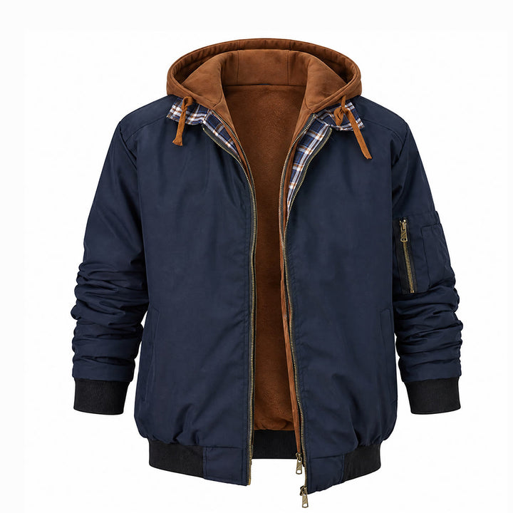 Manteau matelassé décontracté à blocs de couleur pour hommes - Bleu marine - 3XL - image 2