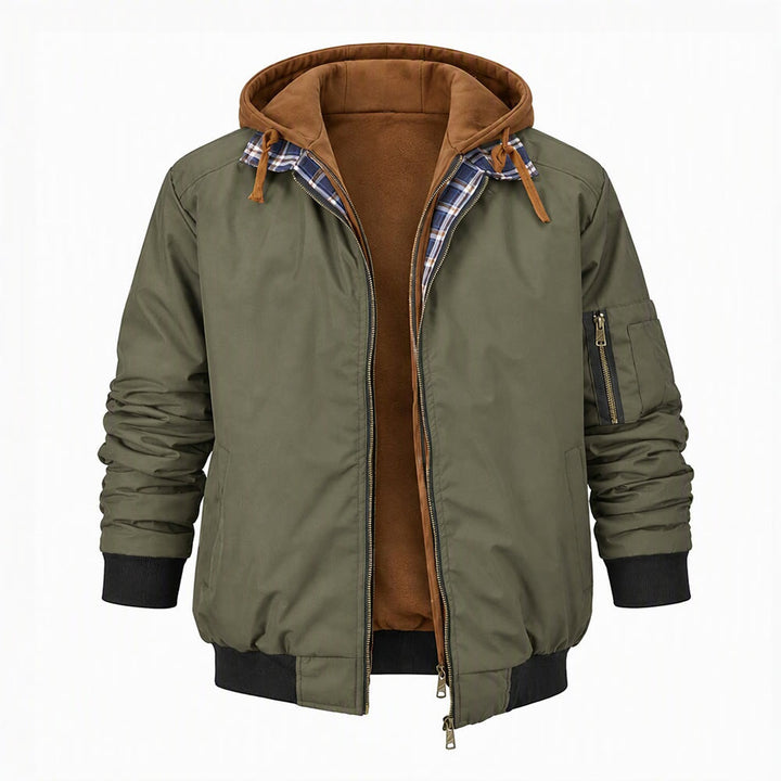 Manteau matelassé décontracté à blocs de couleur pour hommes - Vert armée - 3XL - image 4