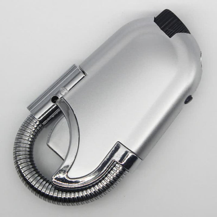 Briquet à butane rechargeable avec col de cygne flexible à 360° et lampe torche intégrée - Argent - image 3