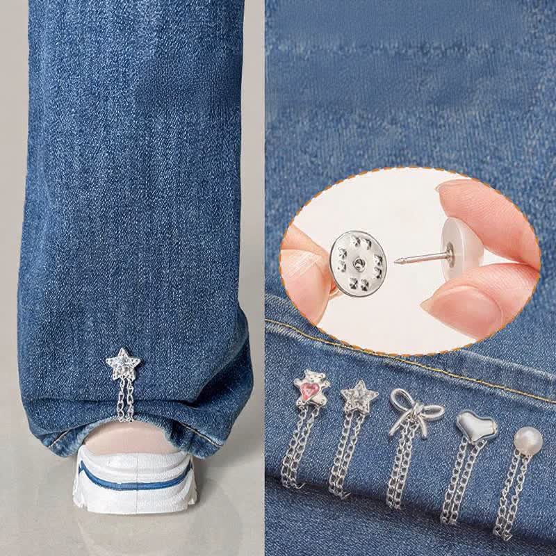 1 paire de pinces à ourlet de jean réglables à chaîne, clips pour bas de pantalon - image 1