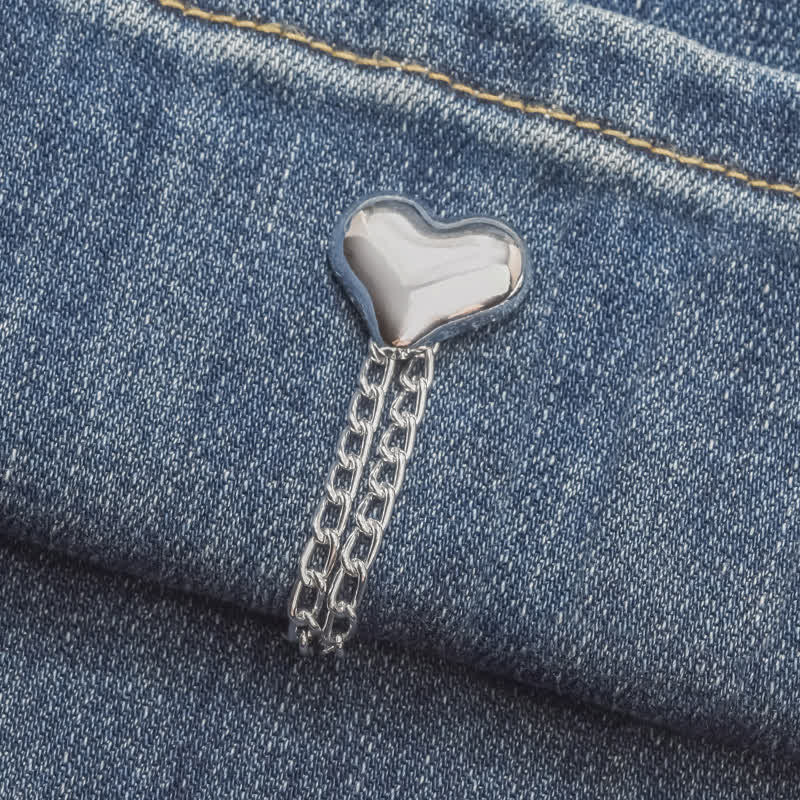 1 paire de pinces à ourlet de jean réglables à chaîne, clips pour bas de pantalon - Cœur - image 9