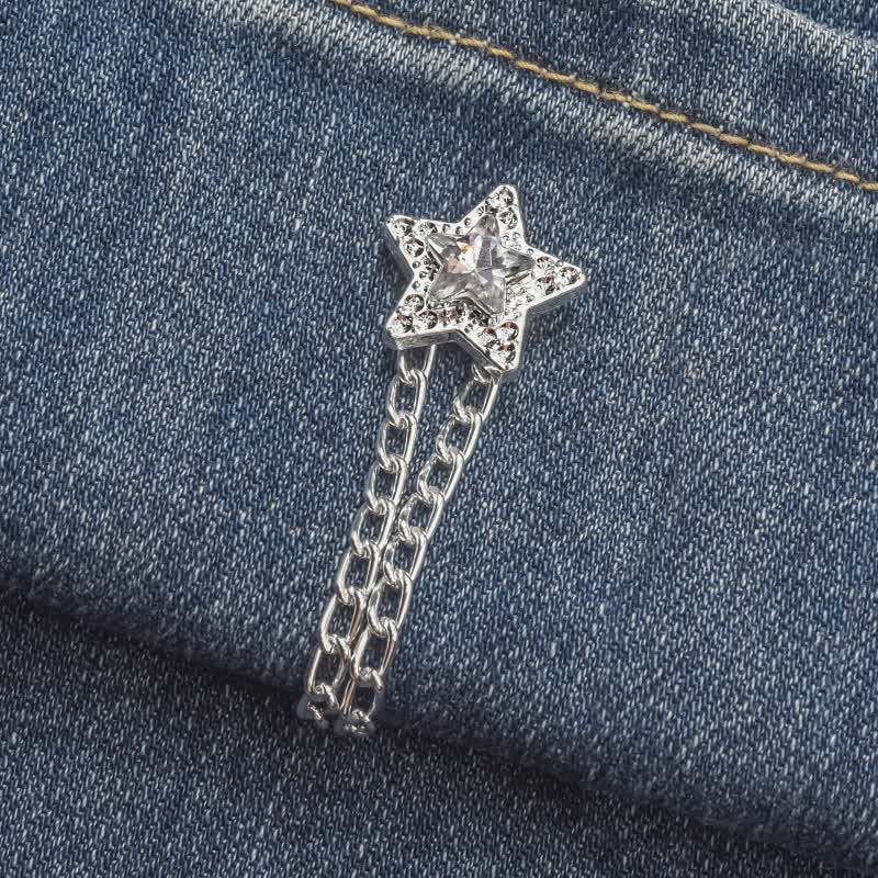 1 paire de pinces à ourlet de jean réglables à chaîne, clips pour bas de pantalon - Étoile - image 0