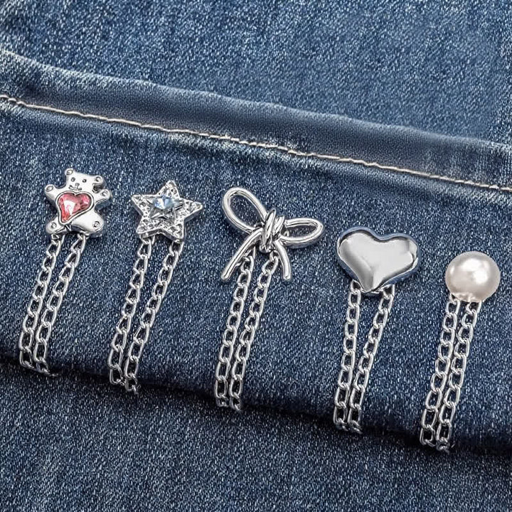 1 paire de pinces à ourlet de jean réglables à chaîne, clips pour bas de pantalon - image 2