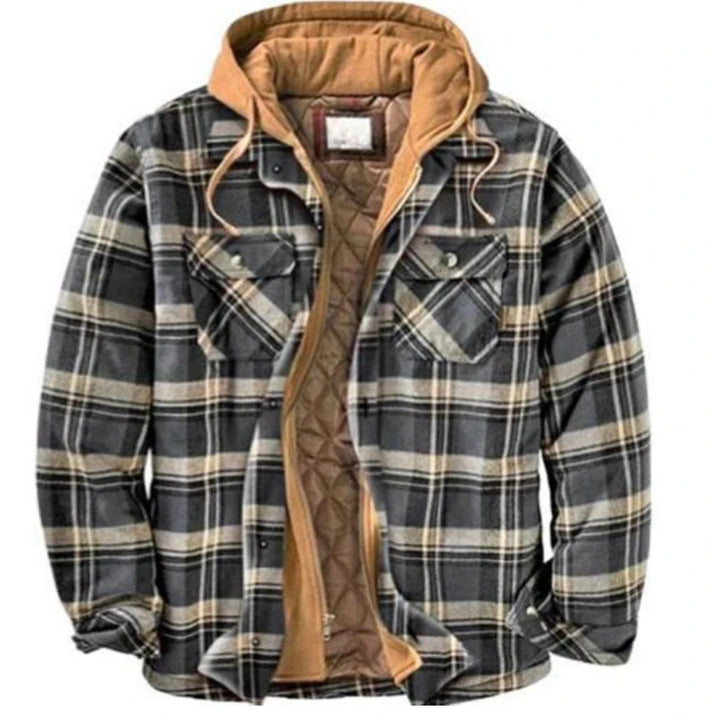 Veste-chemise matelassée à carreaux avec capuche pour homme - Style n° 2 - 4XL - image 18
