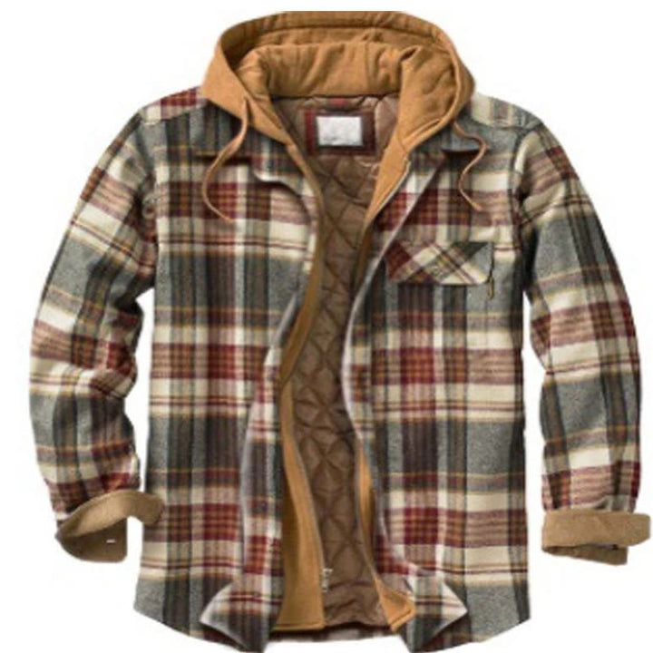 Veste-chemise matelassée à carreaux avec capuche pour homme - Style n° 3 - 4XL - image 19