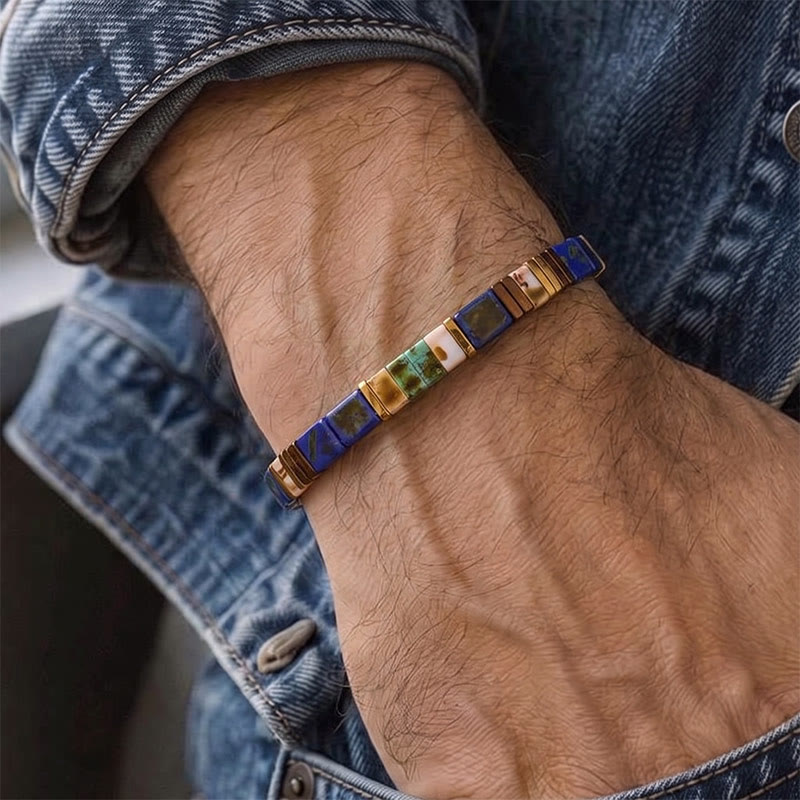 Bracelet vintage bleu marine en perles Tila - image 1