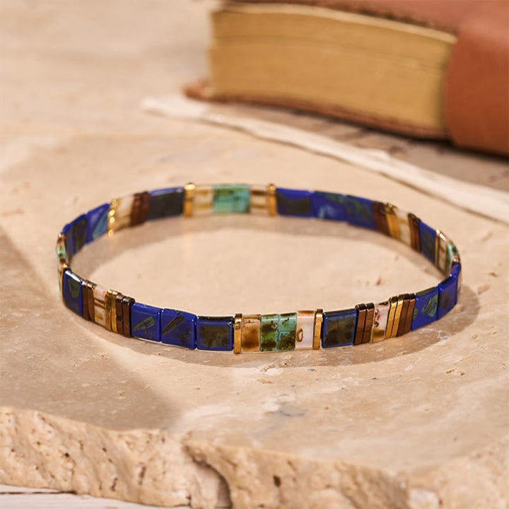 Bracelet vintage bleu marine en perles Tila - Bleu marine - image 3