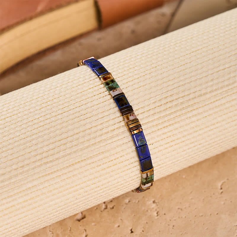 Bracelet vintage bleu marine en perles Tila - image 6