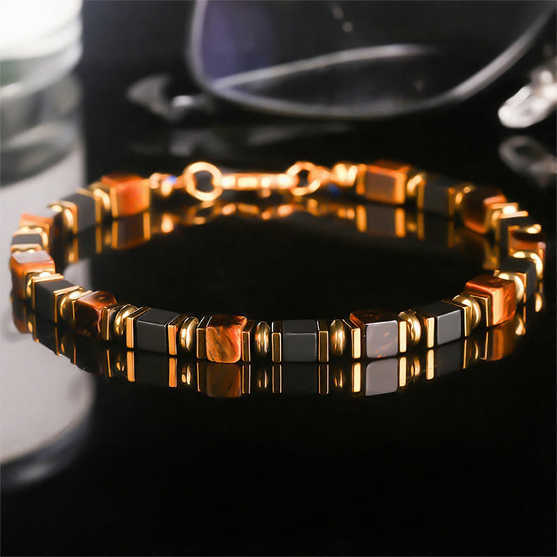 Bracelet de richesse Fortune en perles carrées de pierres précieuses naturelles - Style n° 1 - image 2