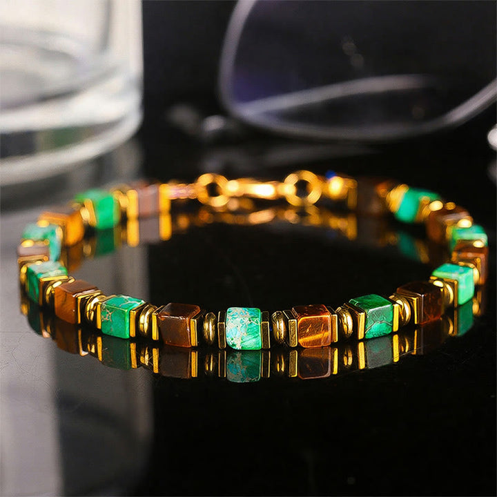 Bracelet de richesse Fortune en perles carrées de pierres précieuses naturelles - Style n° 5 - image 6