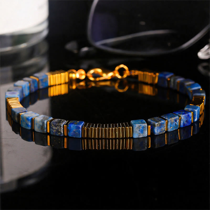 Bracelet de richesse Fortune en perles carrées de pierres précieuses naturelles - Style n° 6 - image 7