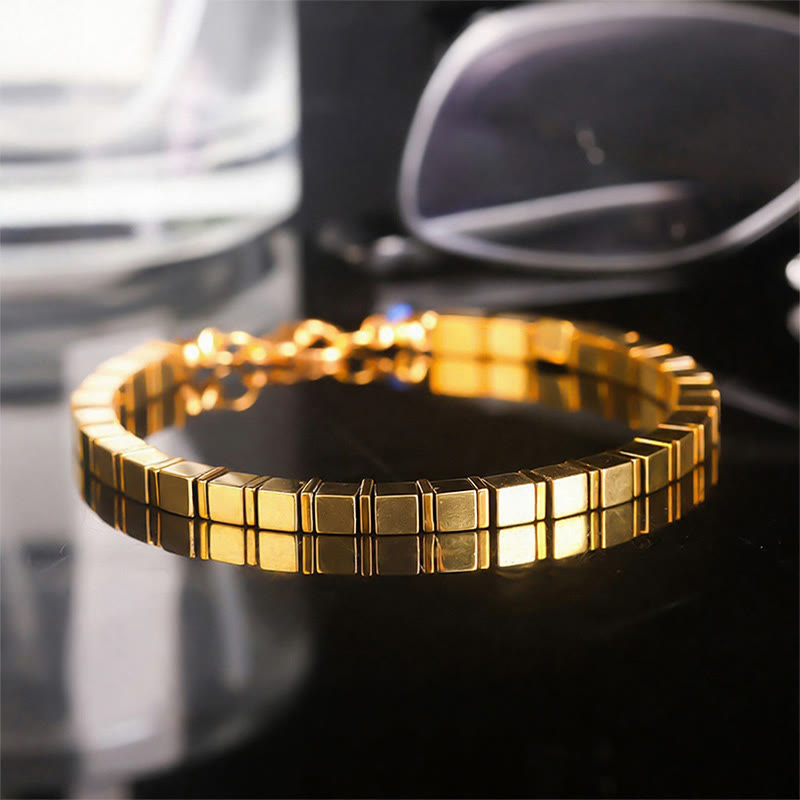 Bracelet de richesse Fortune en perles carrées de pierres précieuses naturelles - Style n° 7 - image 9