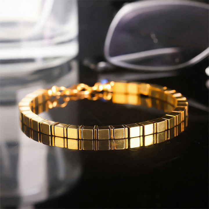 Bracelet de richesse Fortune en perles carrées de pierres précieuses naturelles - Style n° 7 - image 9