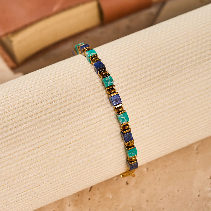 Bracelet de richesse Fortune en perles carrées de pierres précieuses naturelles - image 17