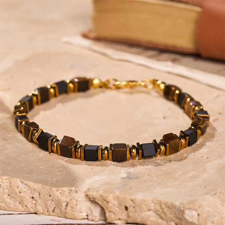 Bracelet de richesse Fortune en perles carrées de pierres précieuses naturelles - image 10