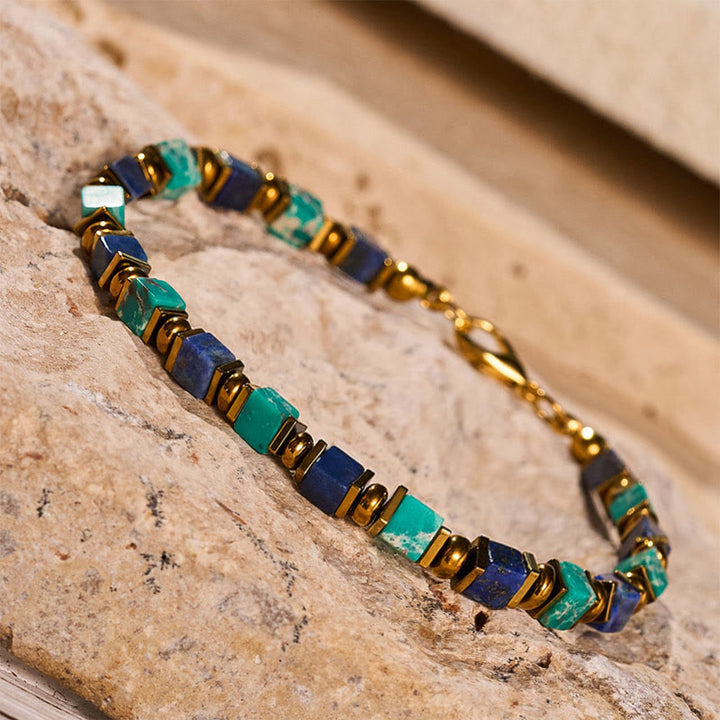 Bracelet de richesse Fortune en perles carrées de pierres précieuses naturelles - image 15