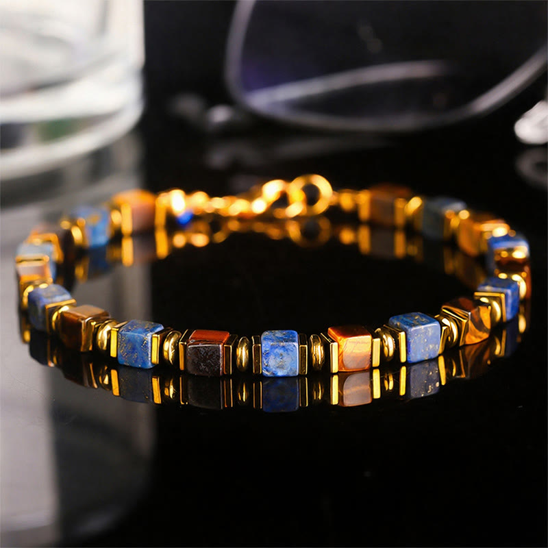 Bracelet de richesse Fortune en perles carrées de pierres précieuses naturelles - image 8