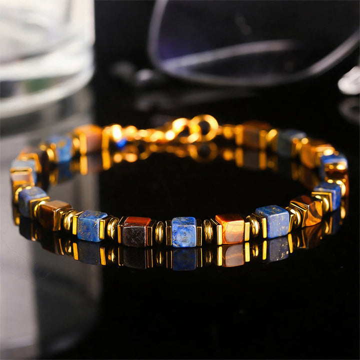 Bracelet de richesse Fortune en perles carrées de pierres précieuses naturelles - image 8