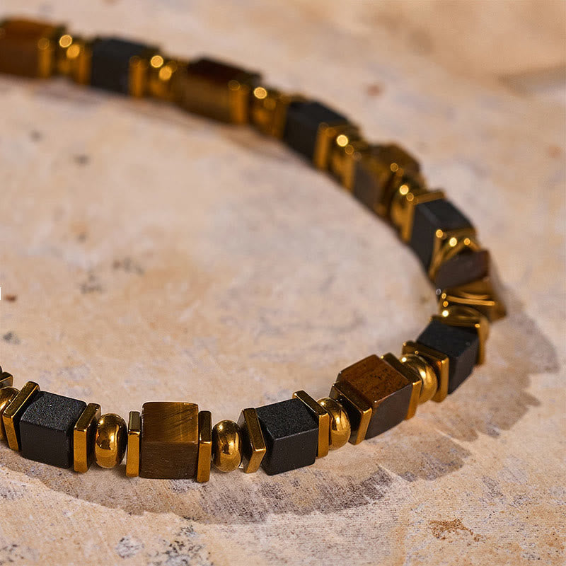 Bracelet de richesse Fortune en perles carrées de pierres précieuses naturelles - image 12