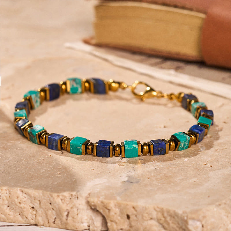 Bracelet de richesse Fortune en perles carrées de pierres précieuses naturelles - image 14