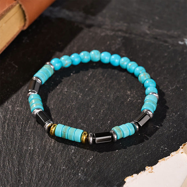 Bracelet vintage pour homme en perles turquoise, fait main - image 0