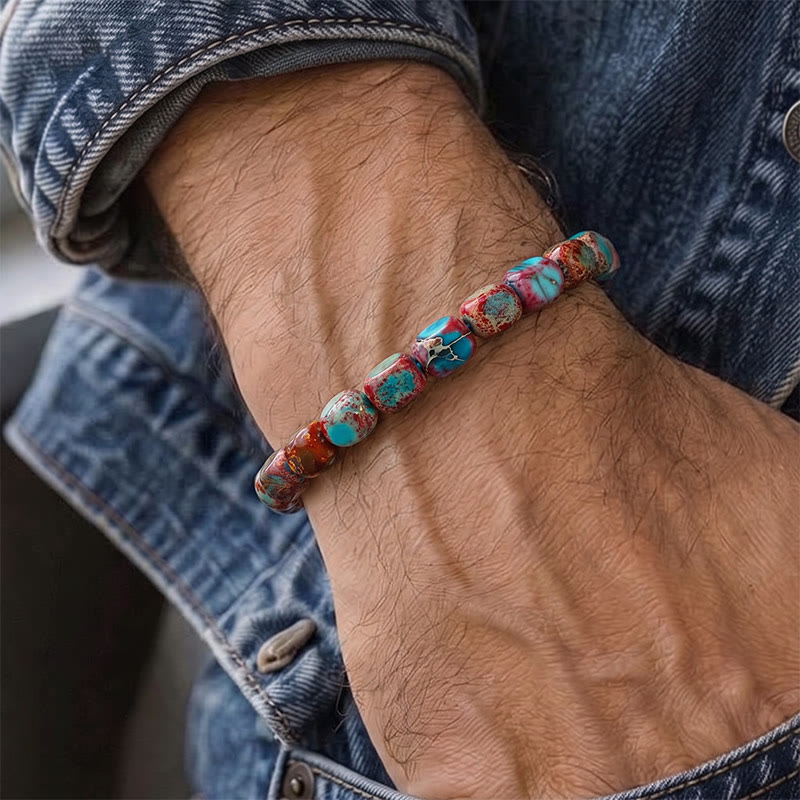 Bracelet artisanal en perles de jaspe impérial. - image 1