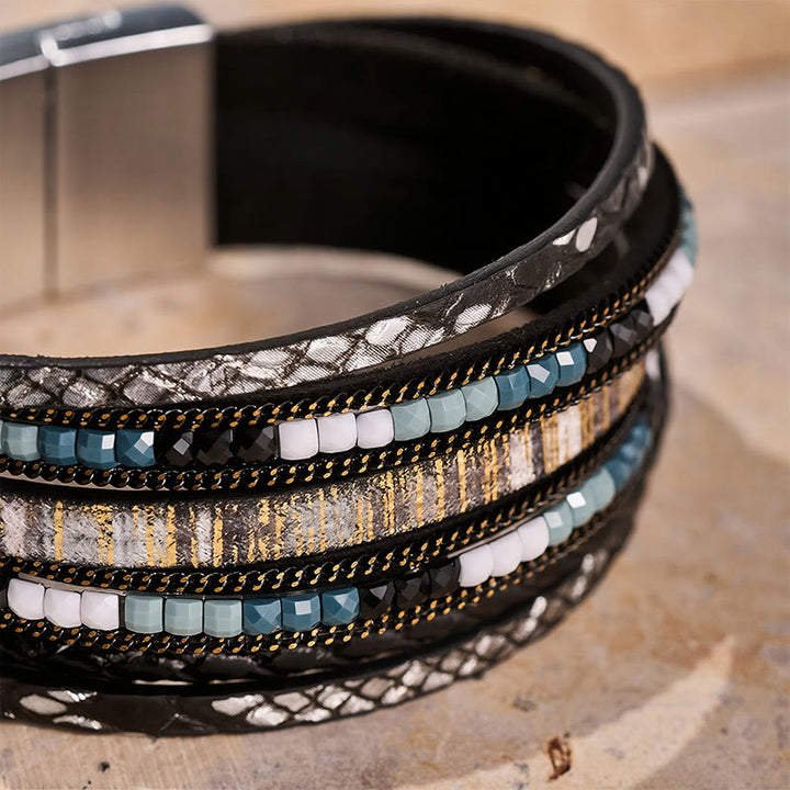 Bracelet bohème vintage multicouche en cuir et perles - image 15