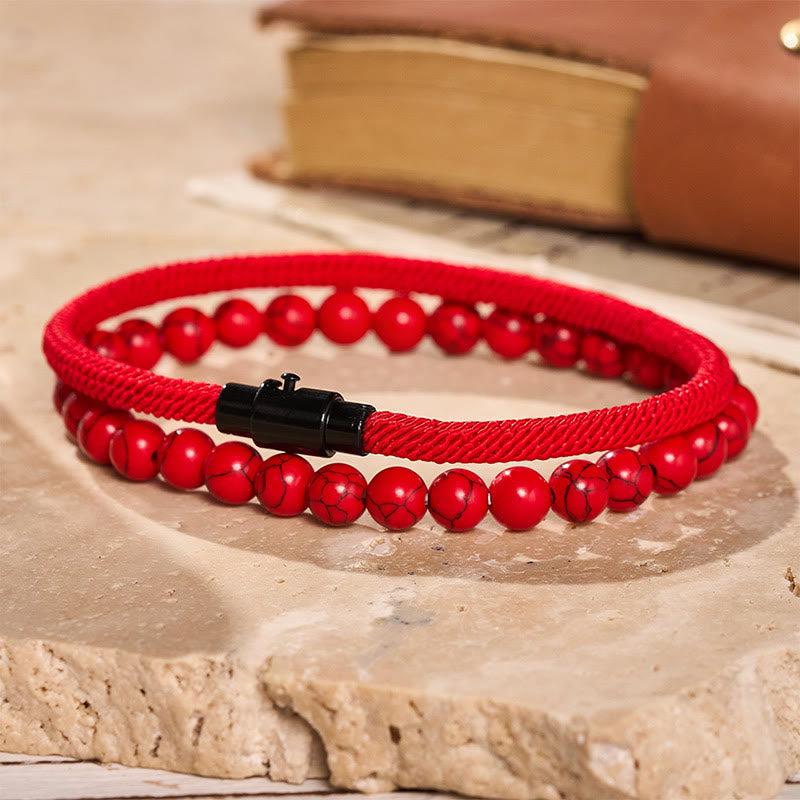 Ensemble de deux bracelets vintage pour homme en cuir et pierre naturelle - image 11