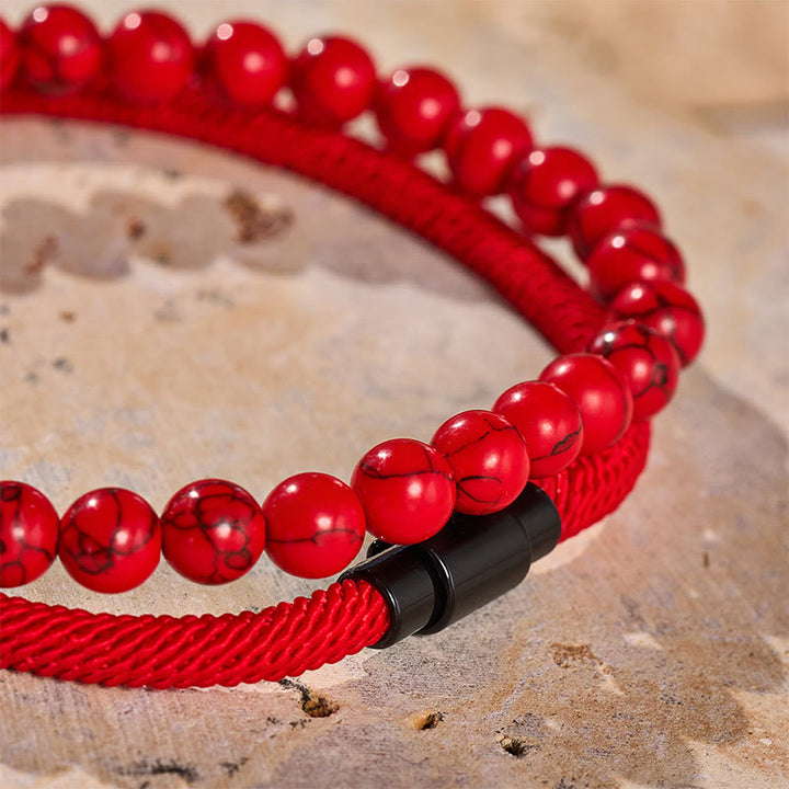 Ensemble de deux bracelets vintage pour homme en cuir et pierre naturelle - image 12